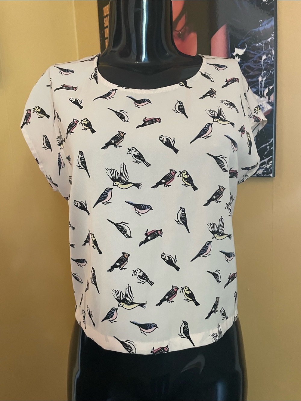 Ivory Bird Print Short Sleeve Blouse ( 2 )